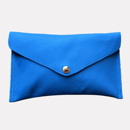 Pochette en cuir Femme | PANACHE CUIR BLEU ROI